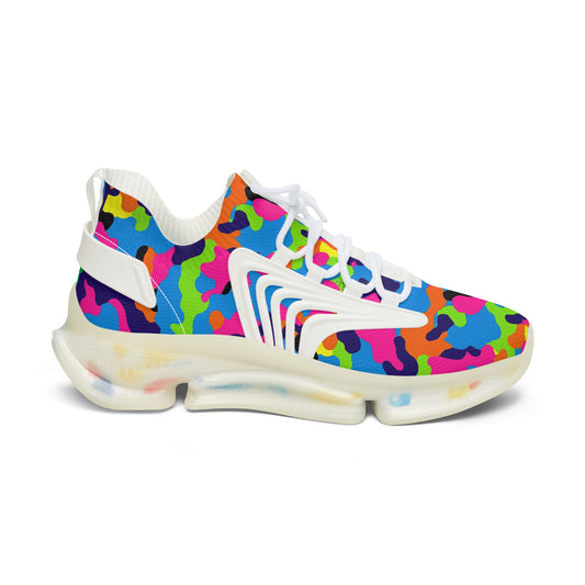 Colorful sneaker with a multicolored pattern on a white background