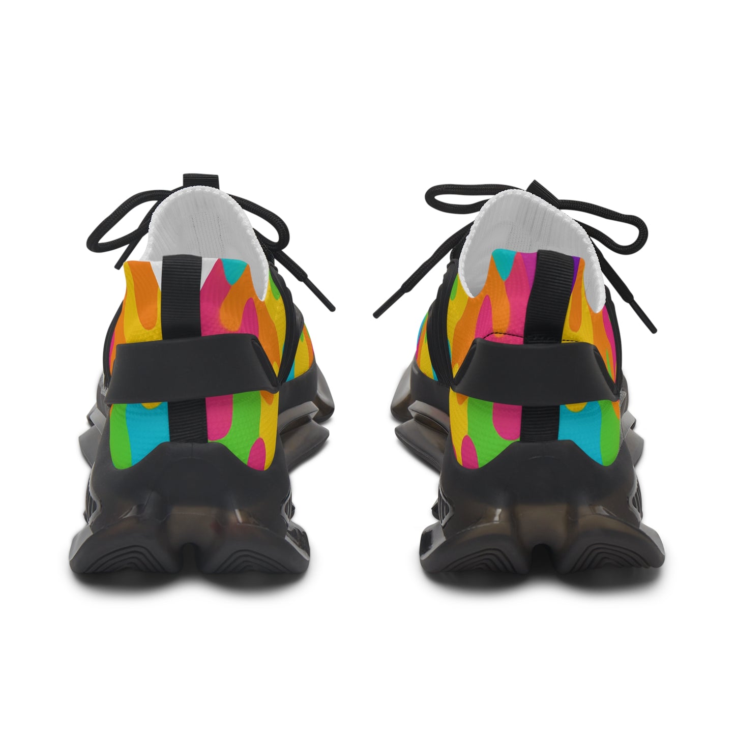 Colorful sneakers with black accents on a white background