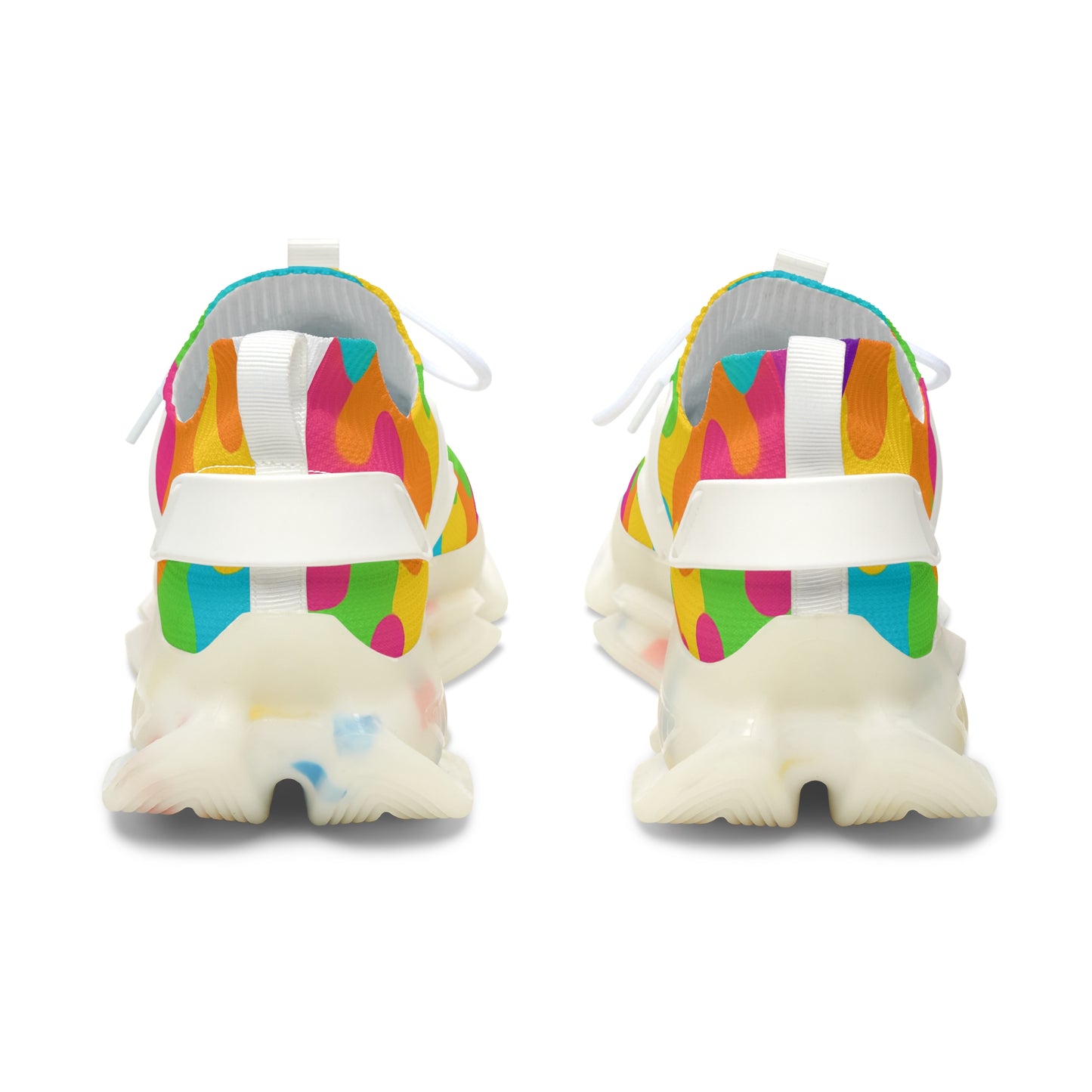 Colorful sneakers with a white sole on a white background