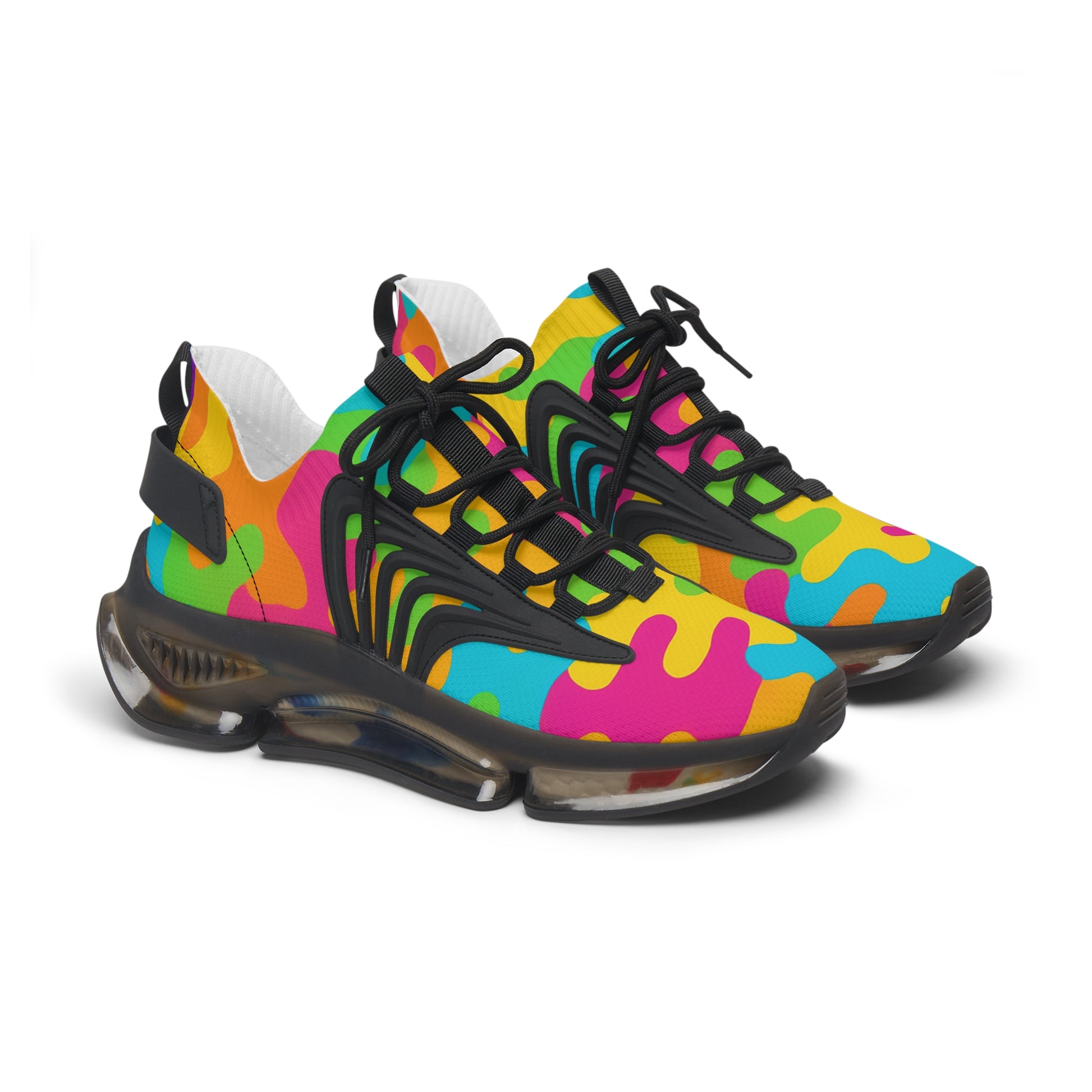 Colorful sneakers with a pattern on a white background