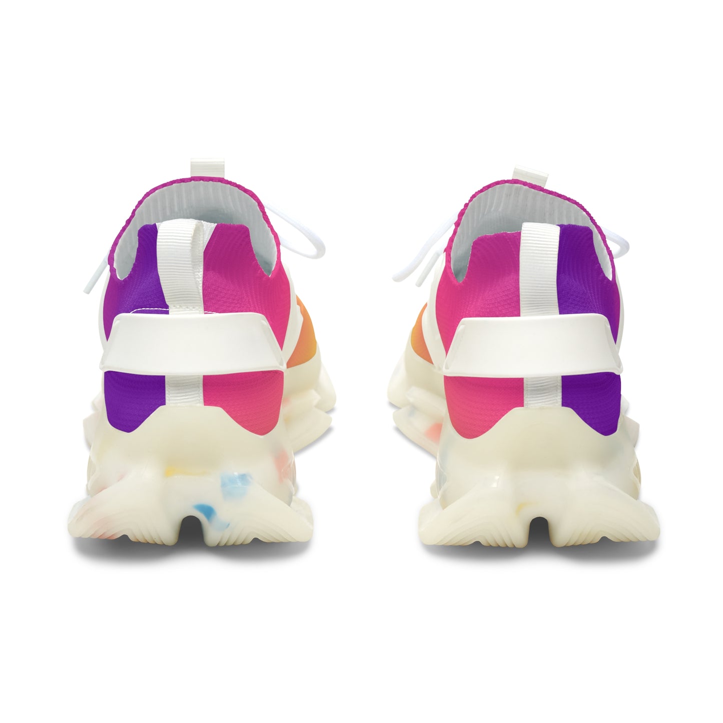 Colorful sneakers with a checkered pattern on a white background