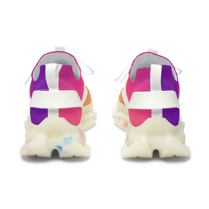 Colorful sneakers with a checkered pattern on a white background