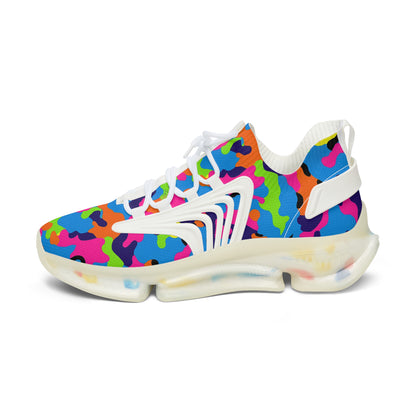 Colorful sneaker with a multicolor pattern on a white background