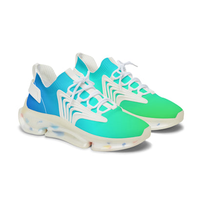 Colorful sneakers with a gradient design on a white background