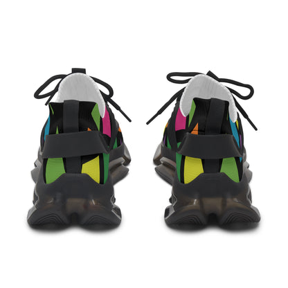 Black sneakers with colorful accents on a white background