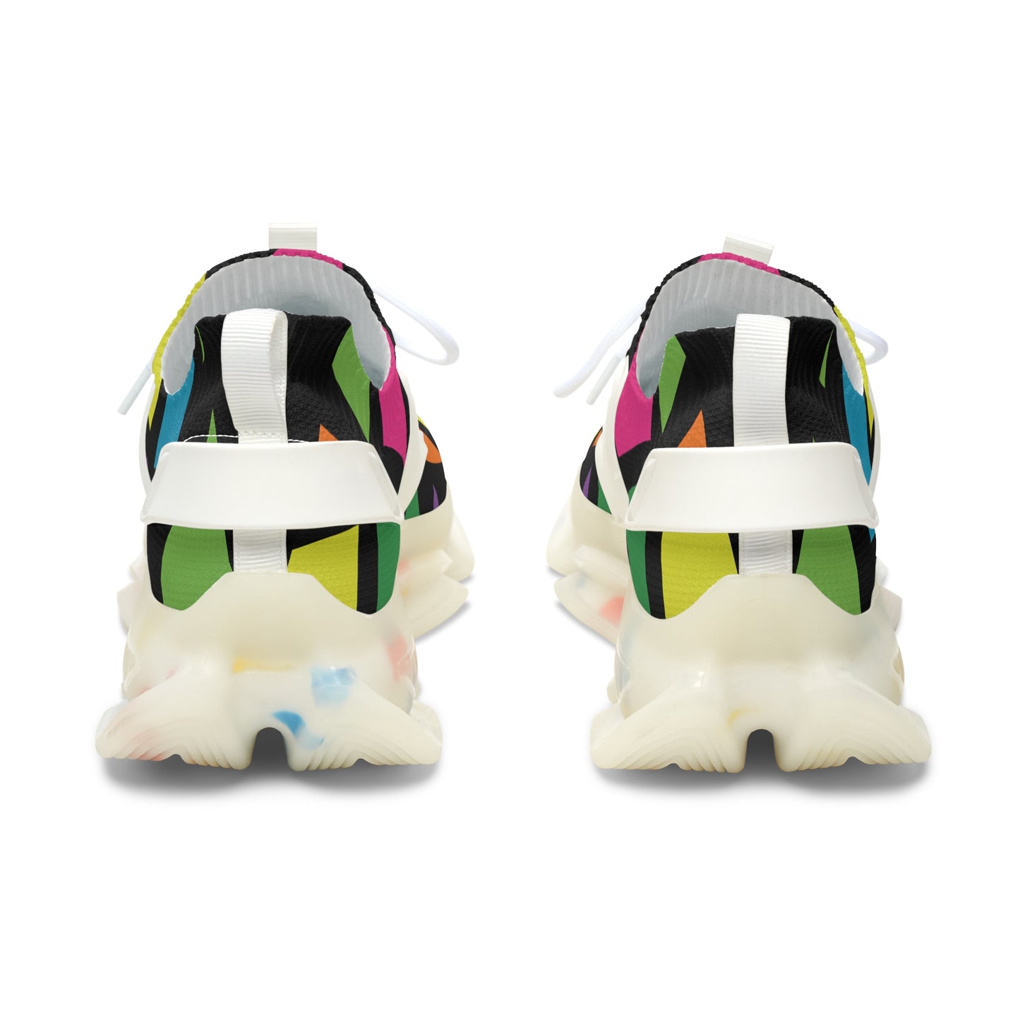 Colorful sneakers with a white sole on a white background