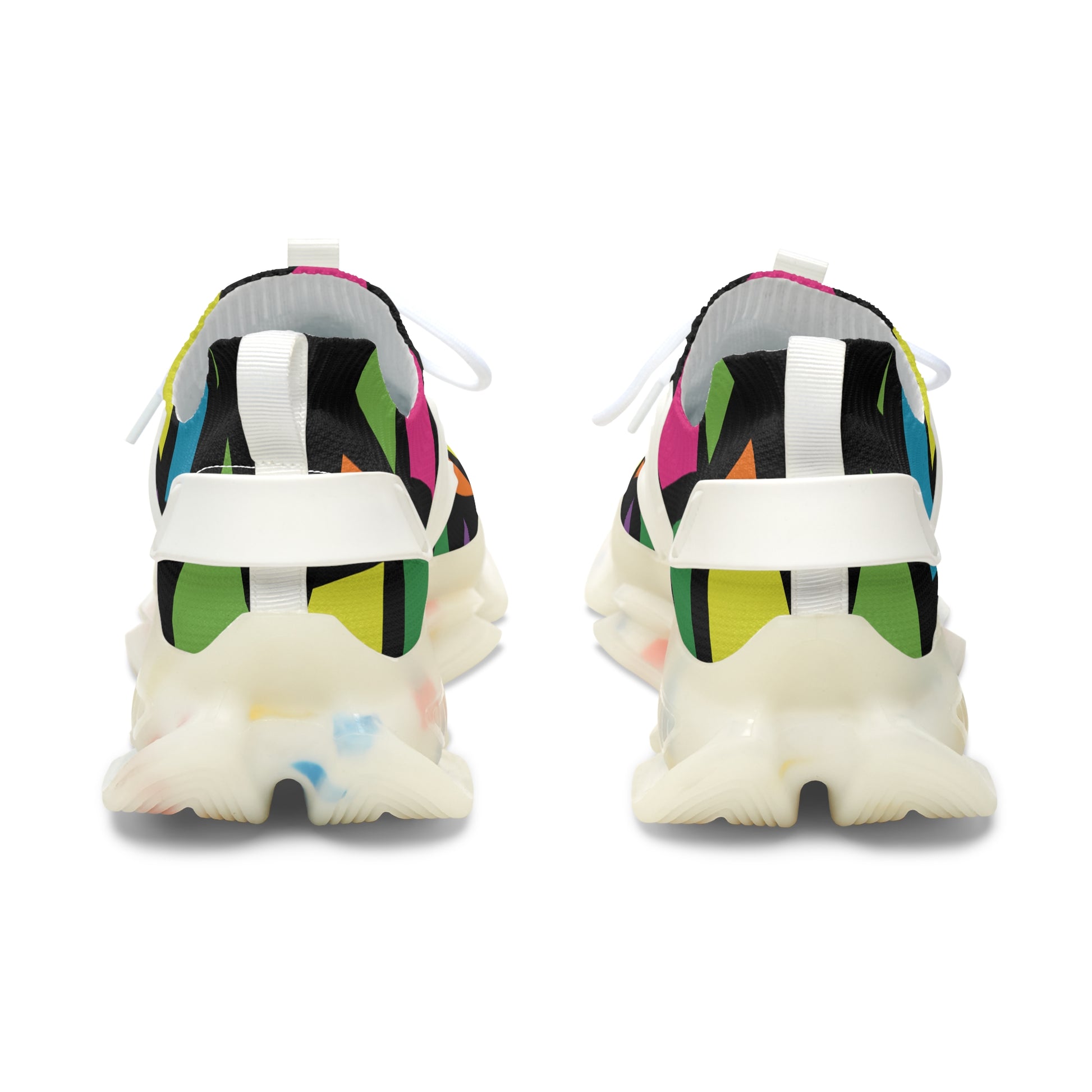 Colorful sneakers with a white sole on a white background