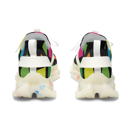 Colorful sneakers with a white sole on a white background