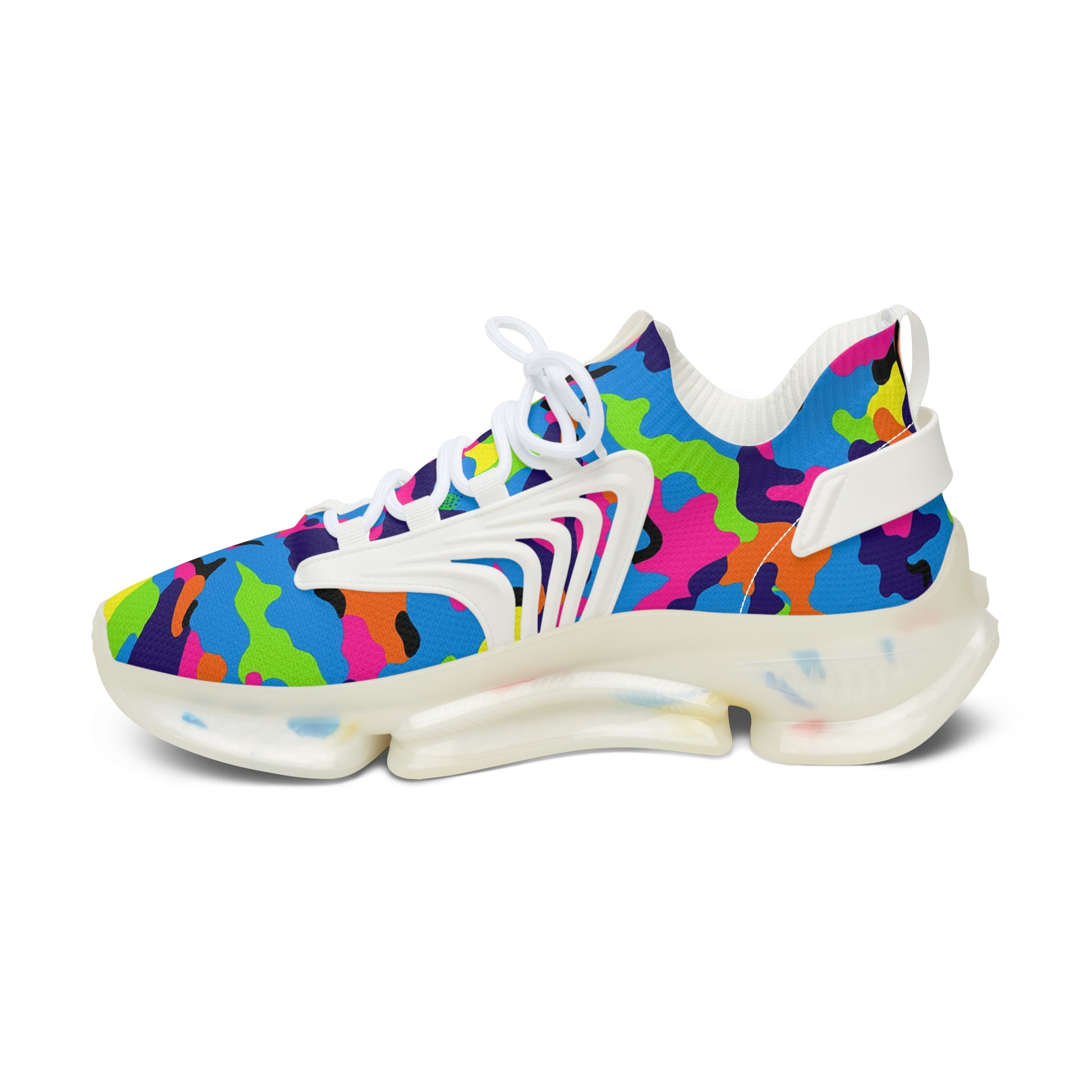 Colorful sneaker with a pattern on a white background