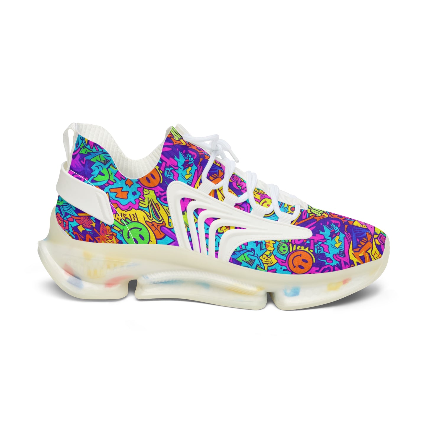 Colorful sneaker with a pattern on a white background
