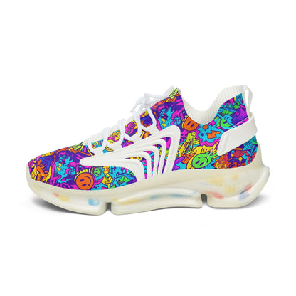 Colorful sneaker with a pattern on a white background