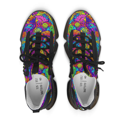 Colorful sneakers with a abstract pattern on a white background