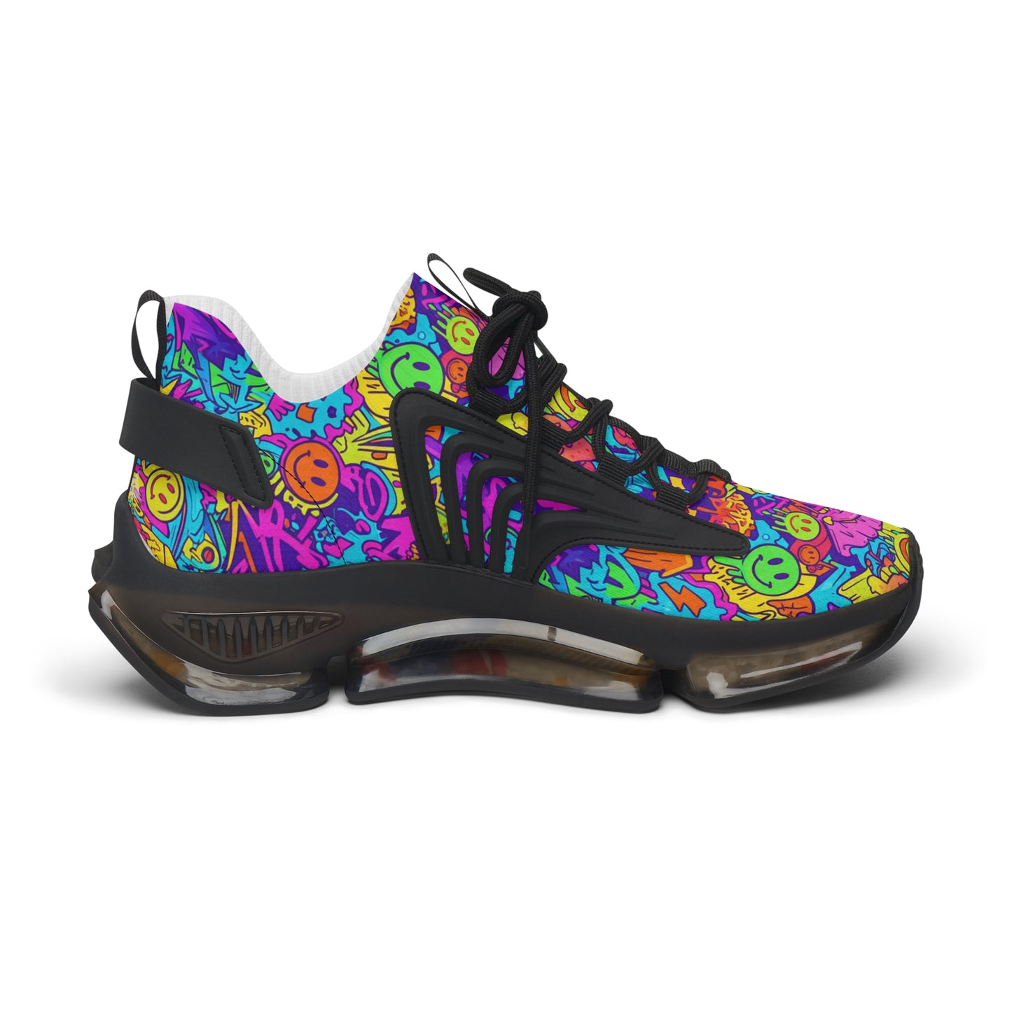 Colorful sneaker with a pattern on a white background