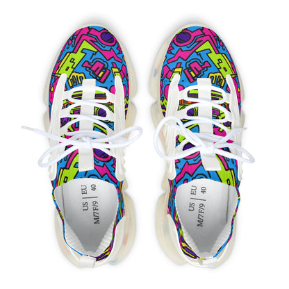 Colorful sneakers with a pattern on a white background