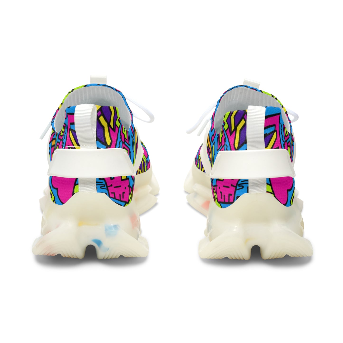 Colorful sneakers with a white sole on a white background
