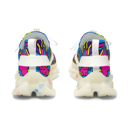 Colorful sneakers with a white sole on a white background