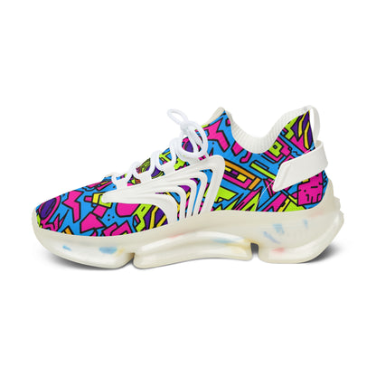 Colorful sneaker with abstract pattern on a white background