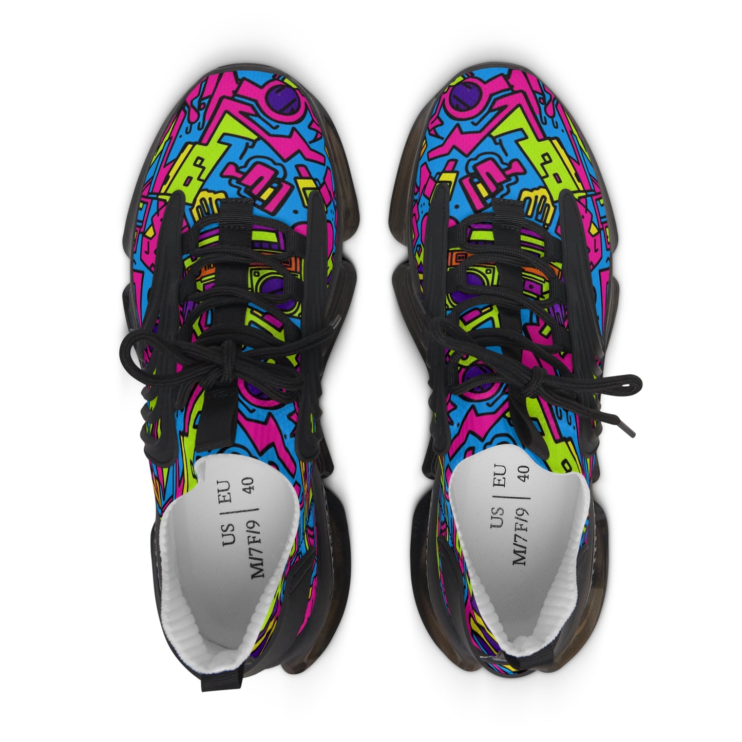 Colorful sneakers with abstract pattern on a white background