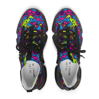 Colorful sneakers with abstract pattern on a white background