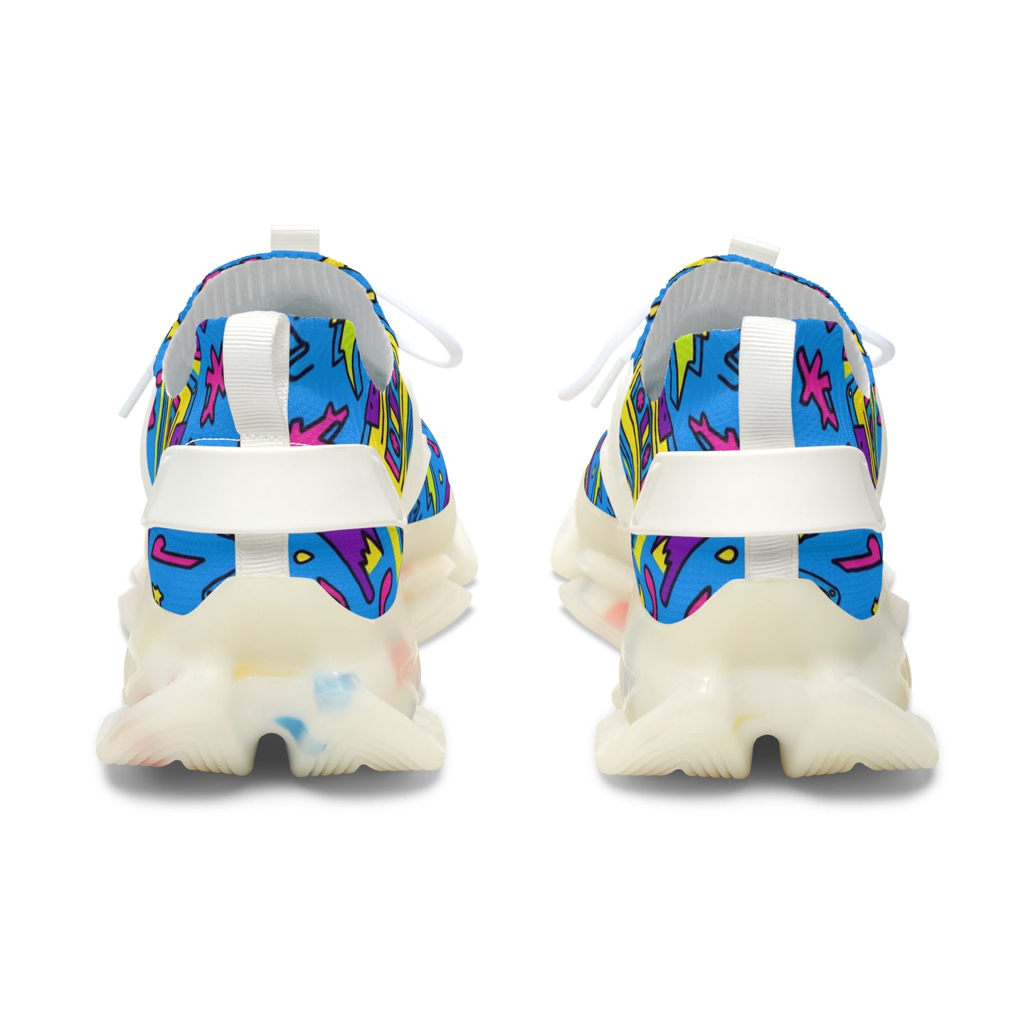 Colorful sneaker with abstract pattern on a white background