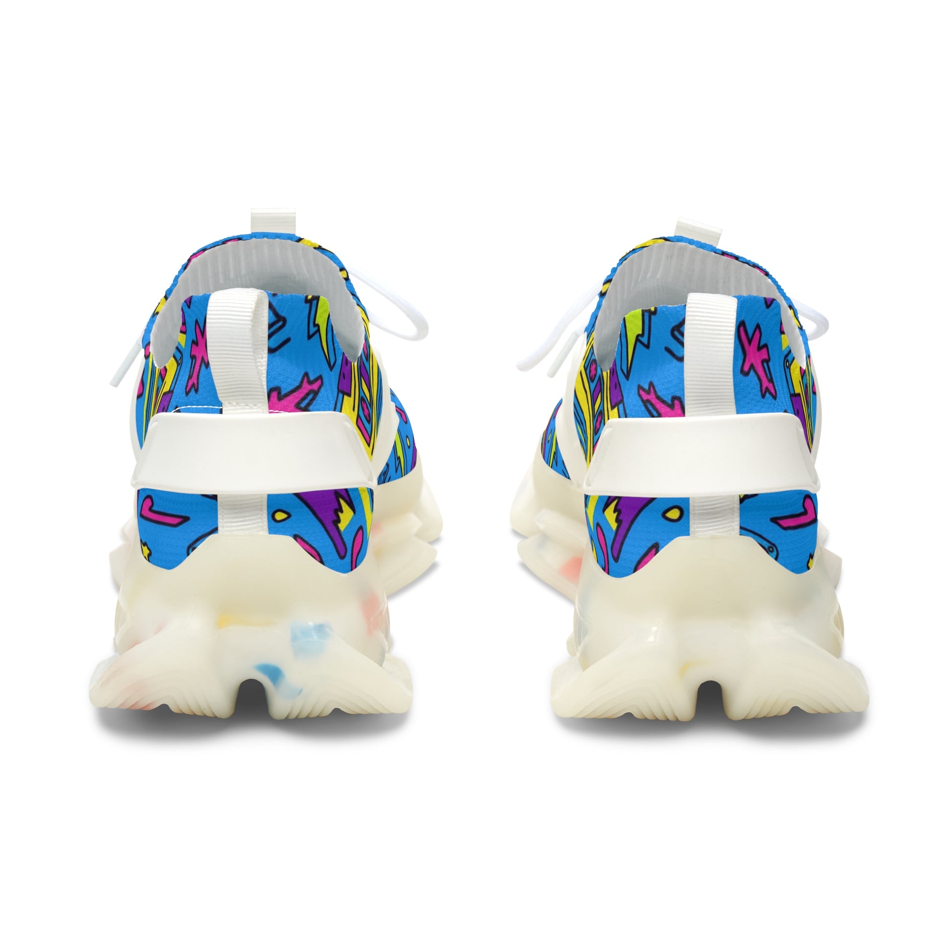 Colorful sneaker with abstract pattern on a white background