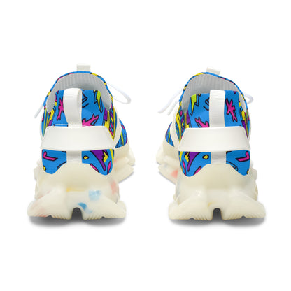 Colorful sneaker with abstract pattern on a white background