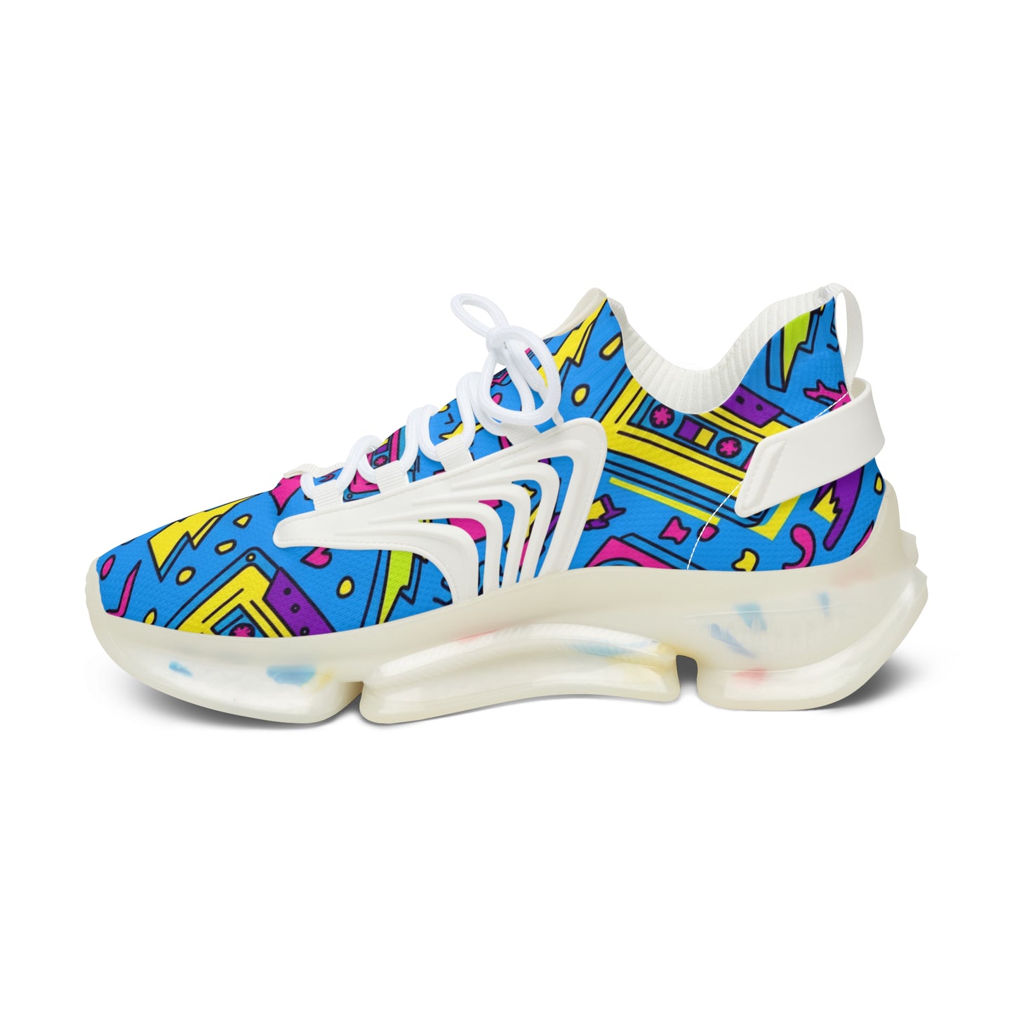 Colorful sneaker with abstract pattern on a white background