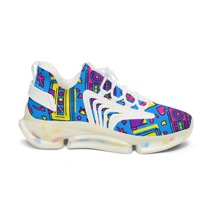 Colorful sneaker with geometric pattern on a white background