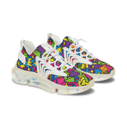 Colorful sneakers with a pattern on a white background