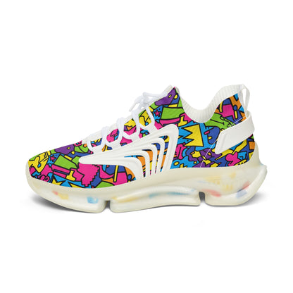 Colorful sneaker with abstract pattern on a white background