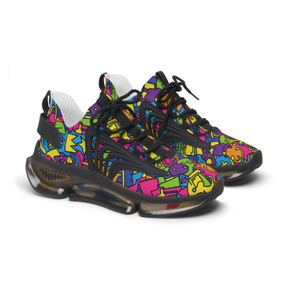 Colorful sneakers with a pattern on a white background