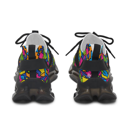 Colorful patterned sneakers on a white background