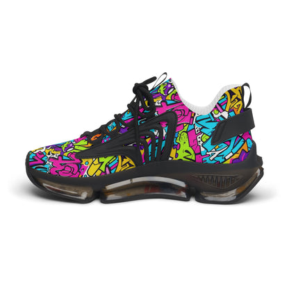 Colorful sneaker with a vibrant pattern on a white background